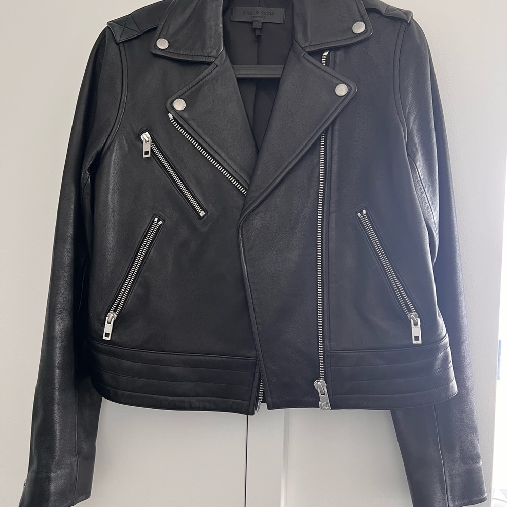 Rag & Bone Black Leather Biker Jacket
